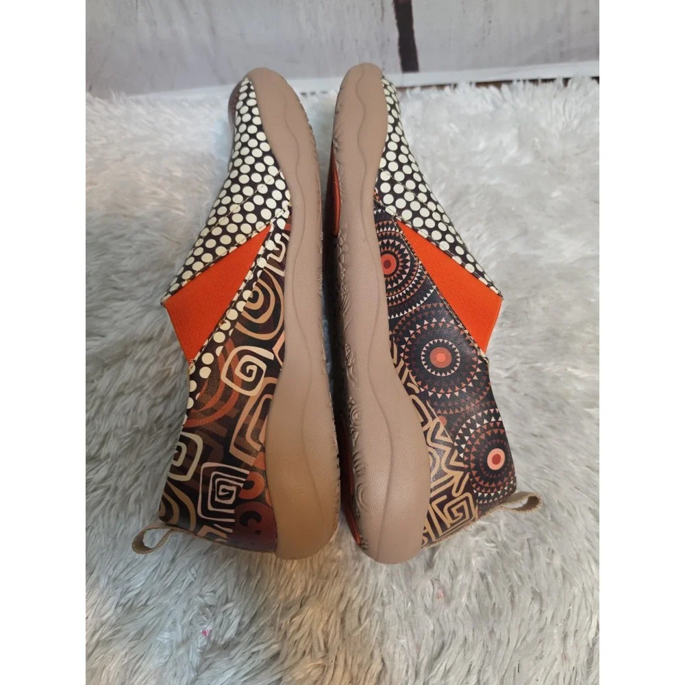 UIN Mens Tribal Geometric Canvas Slip On Travel Shoes Loafers Multi M1101467